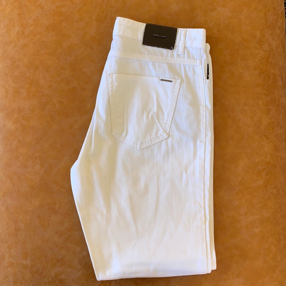 White cotton stretch pants